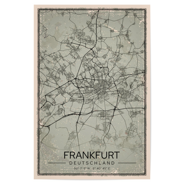 Poster "Vintage Citymap Frankfurt" artboxONE - Städte / Frankfurt,Kartografie