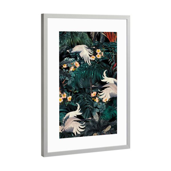 Poster mit Rahmen Silber "Vogeldschungel" artboxONE - Natur,Floral,Tiere