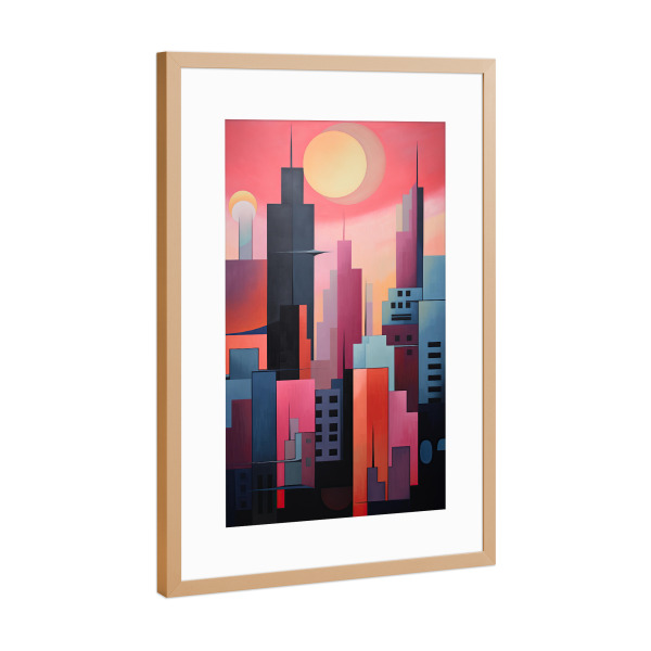 Poster mit Rahmen Kupfer "Rote abstrakte Stadt" artboxONE - Reise,Abstrakt,Architektur