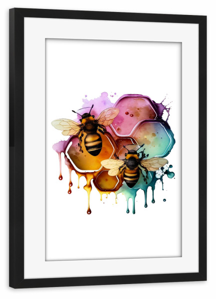 Poster mit Rahmen schwarz "Illustration einer Honigbiene" artboxONE - Natur,Tiere,Fashion,Lustig