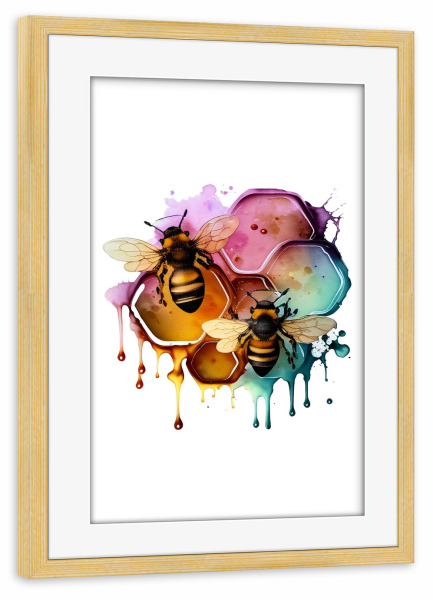 Poster mit Rahmen kiefer "Illustration einer Honigbiene" artboxONE - Natur,Tiere,Fashion,Lustig