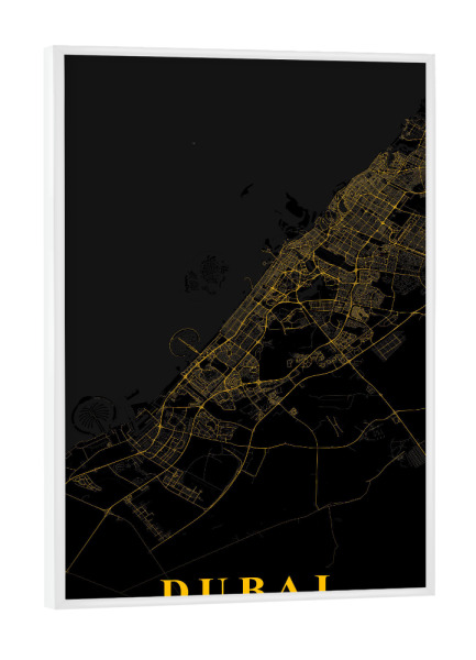 Poster mit weißem Rahmen "Dubai Stadt" artboxONE - Städte / Dubai,Kartografie