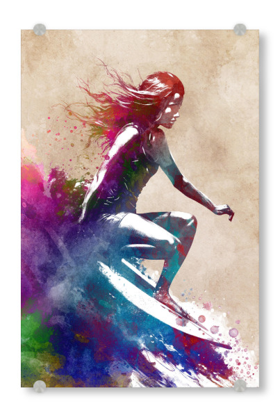Acrylglasbild "Surfersportkunst C" artboxONE - Sport,Sport / Sommerspiele - Surfer,Surfer,Surfen,Sport,Wassersport,Grafik,Illustration