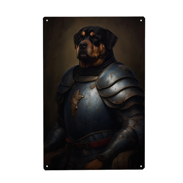 Metall Poster "Rottweiler-Ritter" artboxONE - Tiere,Lustig