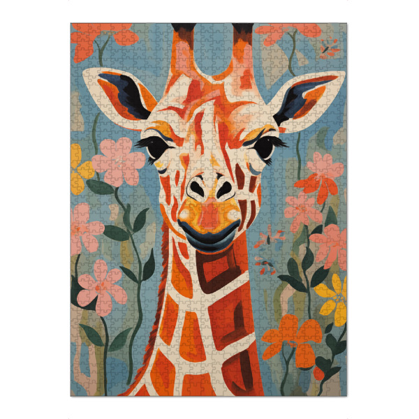 Puzzle Ravensburger "Lustige bunte Giraffe" artboxONE - Natur,Floral,Tiere - Lustig,Giraffe,Tier,Natur,Bunt,Blumen,Floral - Bild lustig