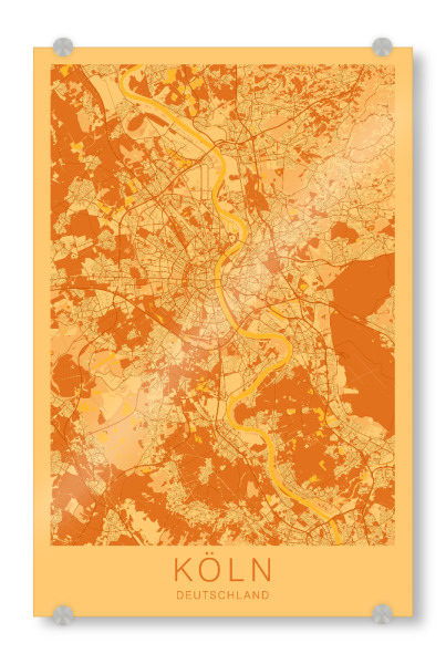 Acrylglasbild "City Map Plan Köln" artboxONE - Städte / Köln,Kartografie