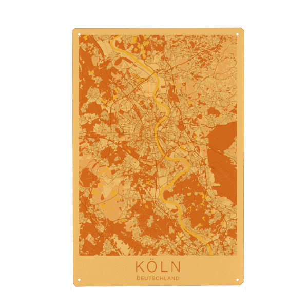 Metall Poster "City Map Plan Köln" artboxONE - Städte / Köln,Kartografie