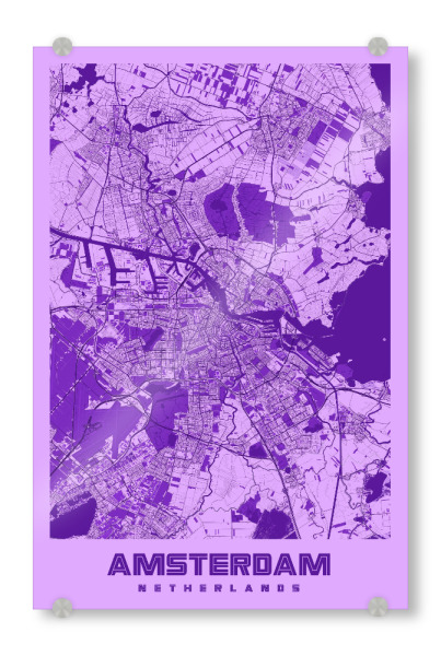 Acrylglasbild "Stadtplan von Amsterdam" artboxONE - Städte / Amsterdam,Kartografie