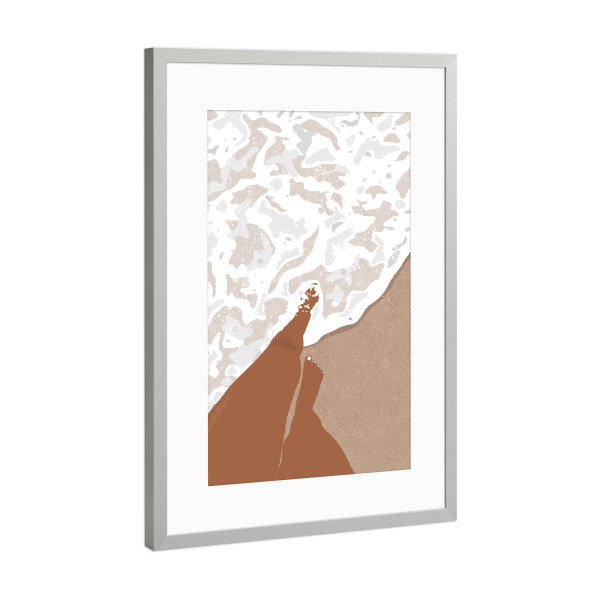 Poster mit Rahmen Silber "Mädchen am Ocean Beach" artboxONE - Reise,Menschen,Reise / Strand und Meer