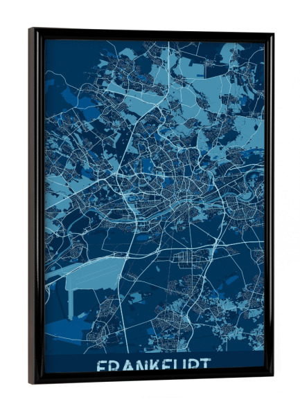 Poster mit schwarzem Rahmen "Stadt Frankfurt Map Plan" artboxONE - Städte / Frankfurt,Kartografie