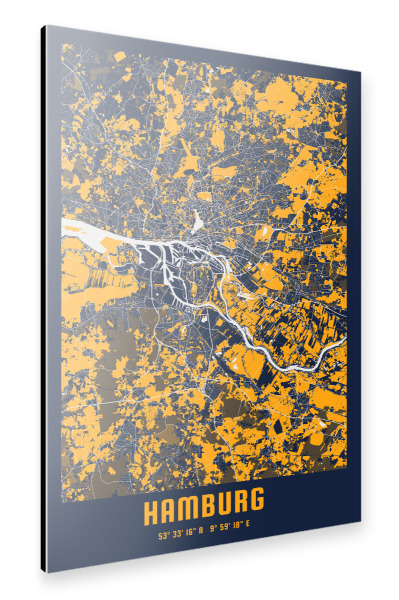 Alu-Dibond "Hamburger City Map" 30x20 cm artboxONE