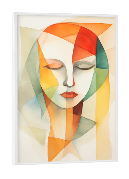 Poster mit weißem Rahmen "Female geometric face" artboxONE - Abstrakt,Menschen