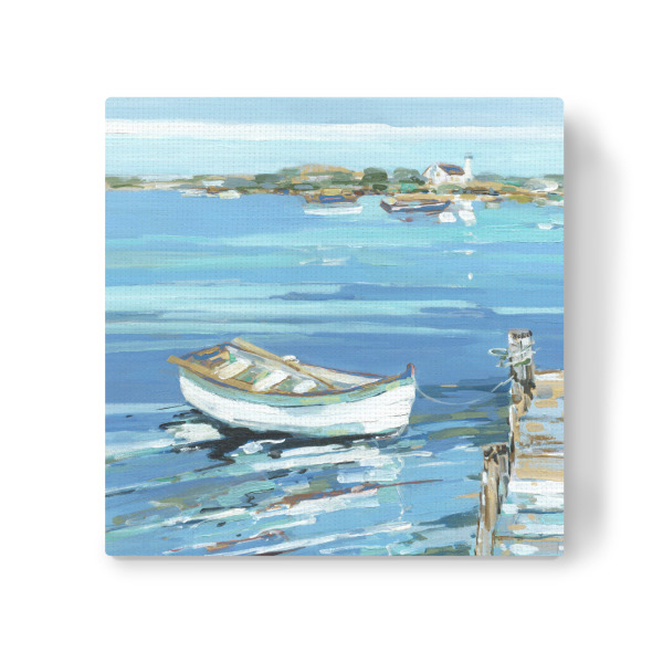 Leinwandbild "Serenity Row" artboxONE - Reise / Strand und Meer - Dock,Boot,Malerei,Gemälde,Kunst,Meer