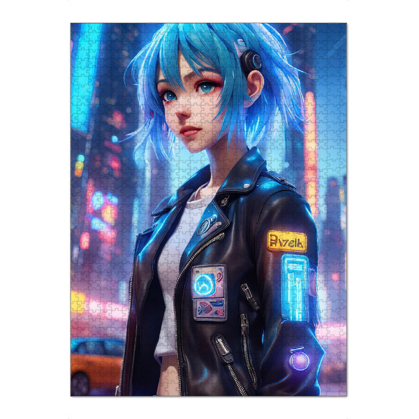 Puzzle Ravensburger "Mädchen aus der Zukunft in Tokio" artboxONE - Comic,Fashion - Manga,Entai,Japan,Japanisch,Jung,Nacht,Tokio,Comic,Cartoon