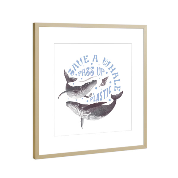 Poster mit Rahmen Gold "Rette einen Wal" artboxONE - Tiere,Unterwasser