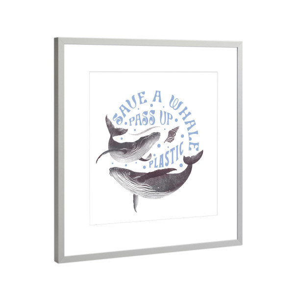Poster mit Rahmen Silber "Rette einen Wal" artboxONE - Tiere,Unterwasser
