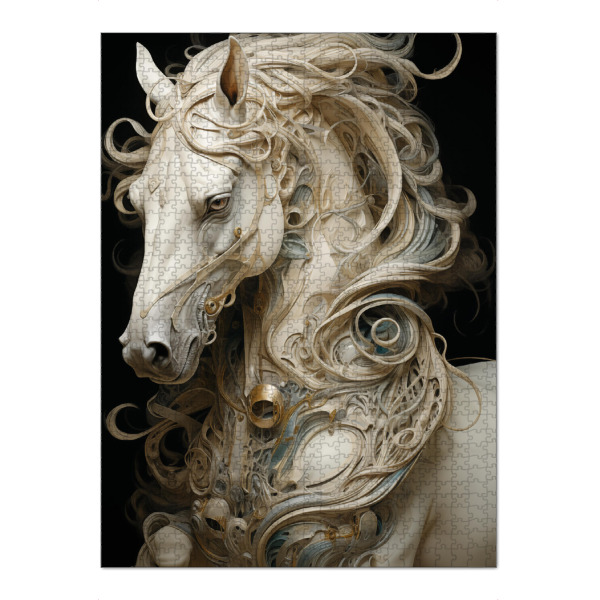Puzzle Ravensburger "Surreales Pferde Portrait" artboxONE - Tiere,Fiktion - Surreal,Pferd,Tier,Portrait,Schimmel,Weiß - Bild surreal
