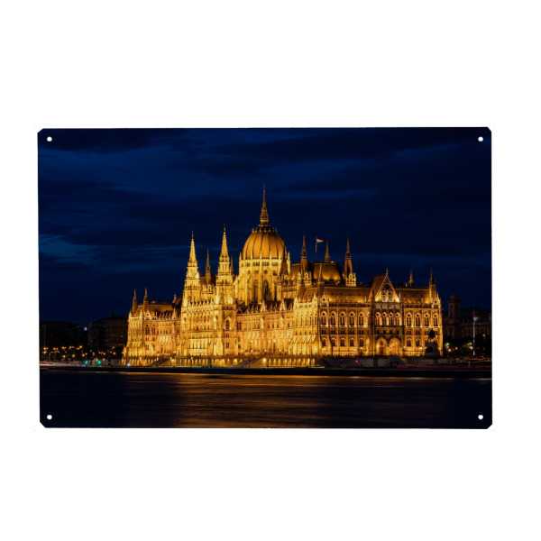 Holzbild "Nachts am Parlament" artboxONE - Reise,Architektur,Städte / Budapest - Budapest,Parlament,Donau,Ungarn,Buda,Pest