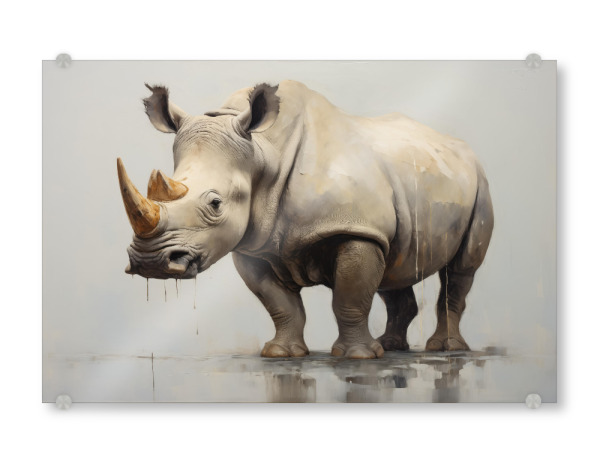 Acrylglasbild "Bemaltes Nashorn" artboxONE - Natur,Tiere - Afrika,Tier,Kunst,Leinwand,Impressionistisch,Natur,öl,Malerei,Nashorn,Nashorn,Wild,Tierwelt