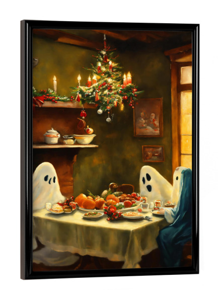 Poster mit schwarzem Rahmen "Ghost christmas lunch" artboxONE - Weihnachten