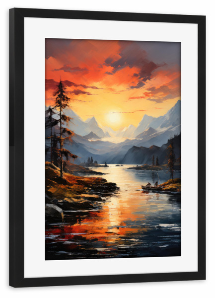 Poster mit Rahmen schwarz "Alpen Sonnenuntergang" artboxONE - Natur,Reise