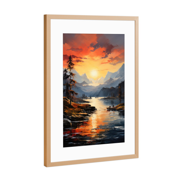 Poster mit Rahmen Kupfer "Alpen Sonnenuntergang" artboxONE - Natur,Reise