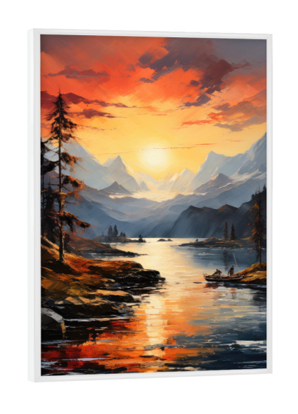 Poster mit weißem Rahmen "Alpen Sonnenuntergang" artboxONE - Natur,Reise