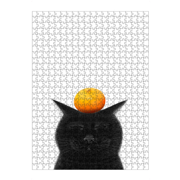 Puzzle Ravensburger "Schwarze Katze mit Mandarine" artboxONE - Natur,Für Kinder,Tiere,Weihnachten,Lustig
