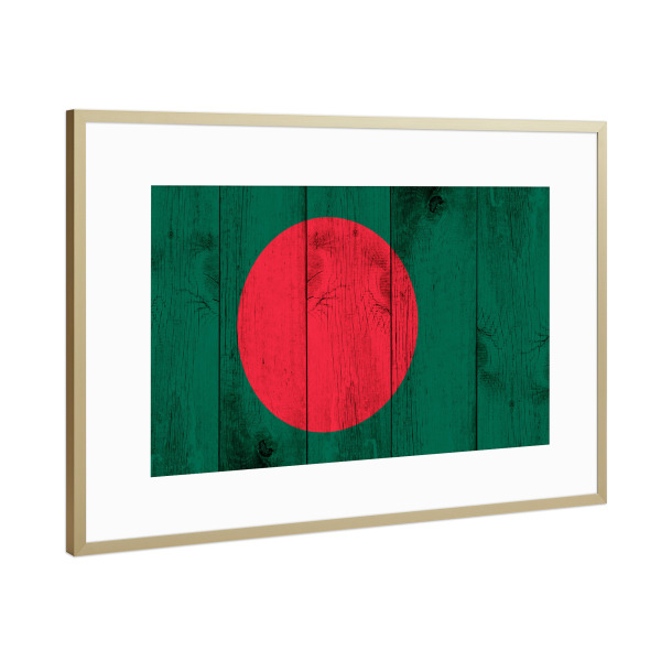 Poster mit Rahmen Gold "Bangladesh Flag" artboxONE - Reise,Reise / Asien,Reise / Länder