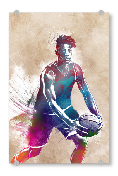 Acrylglasbild "Basketballspieler Sportkunst C" artboxONE - Sport,Sport / Motivation - Basketball,Korb,Ball,Sport,Spieler,Spiel