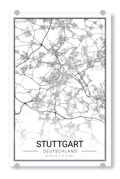 Acrylglasbild "Stadtplan von Stuttgart" artboxONE - Städte / Stuttgart,Kartografie