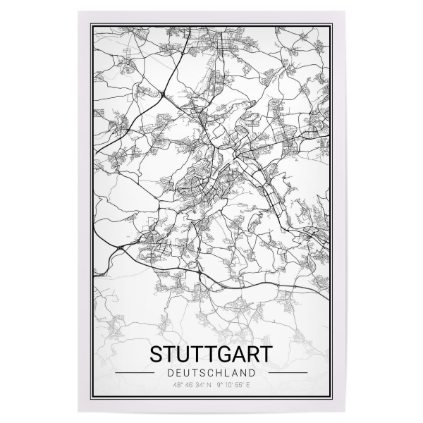 Poster 30x20 cm "Stadtplan von Stuttgart" artboxONE - Städte / Stuttgart,Kartografie