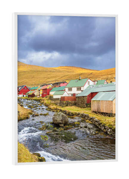 Poster mit weißem Rahmen "Dorf Gjógv auf der Insel Eysturoy" artboxONE - Natur,Reise,Architektur,Reise / Länder