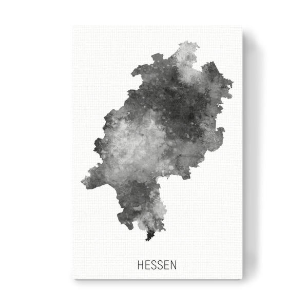 Leinwandbild "Hessische Landeskarte BW" artboxONE - Schwarzweiß,Kartografie - Hessen,Karte,Aquarell,Malerei,Landeskarte,Deutschland