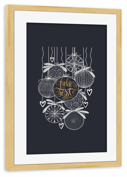 Poster mit Rahmen kiefer "Christbaumkugeln" artboxONE - Weihnachten - Weihnachten,Christbaumkugel,Weihnachtskugeln,Advent,Adventskalender,Geschenk