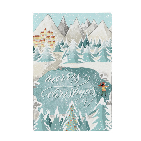 Holzbild "Eisläuferin „merry christmas“" artboxONE - Weihnachten