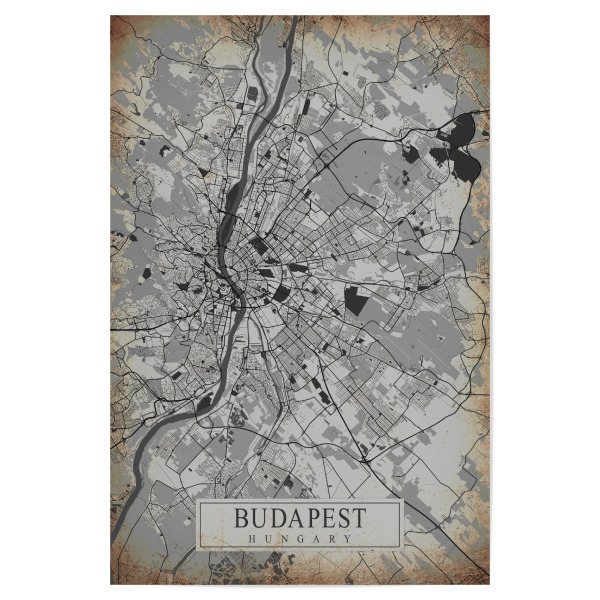 Poster 30x20 cm "Vintage Karte Budapest" artboxONE - Städte / Budapest,Kartografie