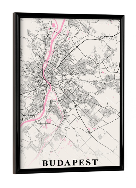 Poster mit schwarzem Rahmen "City Budapest" artboxONE - Städte / Budapest,Kartografie