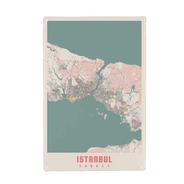 Holzbild "CityMap von Istanbul" artboxONE - Städte / Istanbul,Kartografie