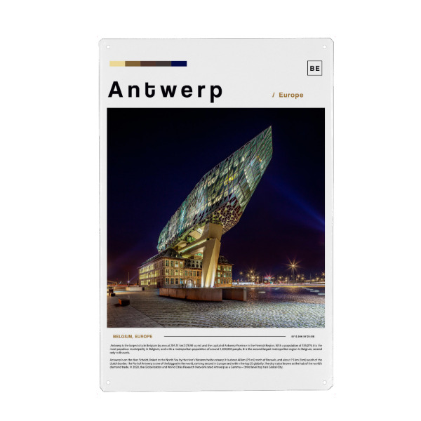 Holzbild "ANTWERPEN Zeitungscover" artboxONE - Städte,Architektur