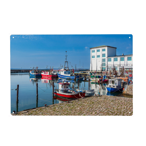 Metall Poster "Fischerboote im Hafen" artboxONE - Städte,Natur,Reise,Architektur,Reise / Strand und Meer