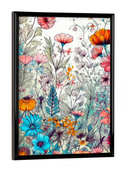 Poster mit schwarzem Rahmen "Wiese voller Blumen M" artboxONE - Natur,Floral - Wiese,Natur,Blumen,Blumen,Botanische,Blätter,Blatt,Blumen,Kräuter