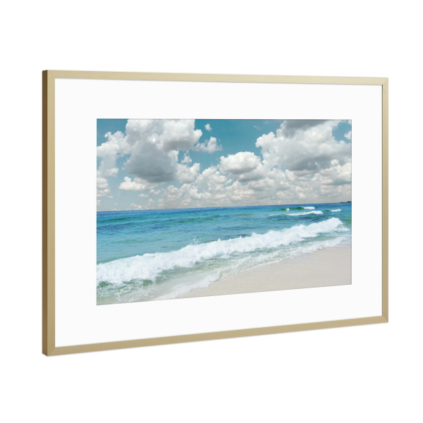 Poster mit Rahmen Gold "Strandglück" artboxONE - Reise / Strand und Meer - Strand,Meer,Küste,Küste,Meer