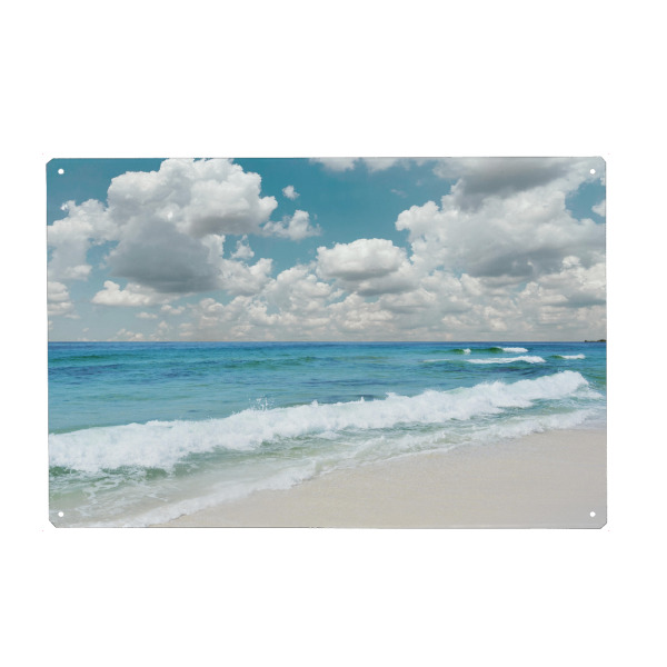 Metall Poster "Strandglück" artboxONE - Reise / Strand und Meer - Strand,Meer,Küste,Küste,Meer - Blechschild