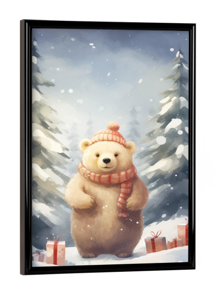 Poster mit schwarzem Rahmen "Weihnachts-Eisbär" artboxONE - Weihnachten,Festivals