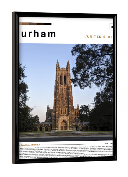 Poster mit schwarzem Rahmen "Cover der Zeitung Durham" artboxONE - Städte,Architektur