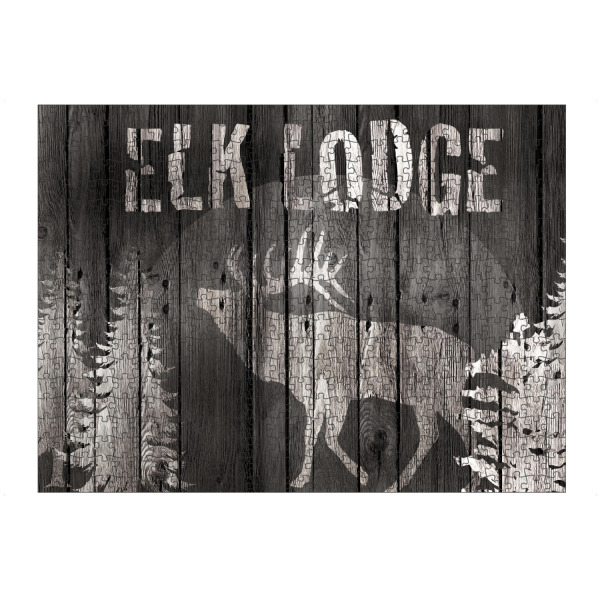 artboxONE Puzzle "Elch Lodge" artboxONE - Tiere - Holz,Minimal,Lodge,Cabin,Rustikal,Landhaus,Country,Natur,Rustic,Hüttenzauber,Elch,Chalet