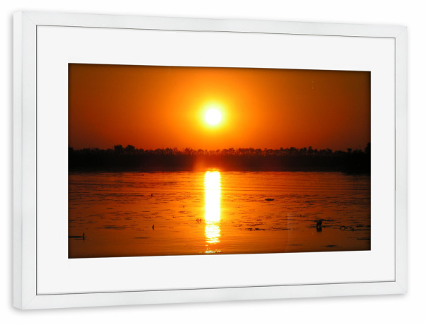 Poster mit Rahmen weiß "The Okavango Sunset" artboxONE - Natur,Reise,Reise / Afrika,Reise / Länder