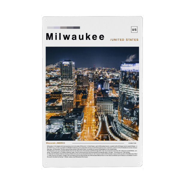 Metall Poster "Titelseite der Milwaukee-Zeitung" artboxONE - Städte,Architektur