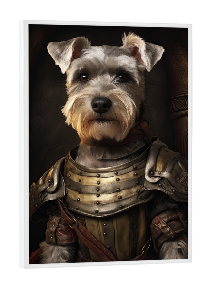 Poster mit weißem Rahmen "Schnauzer-Ritter" artboxONE - Tiere,Lustig